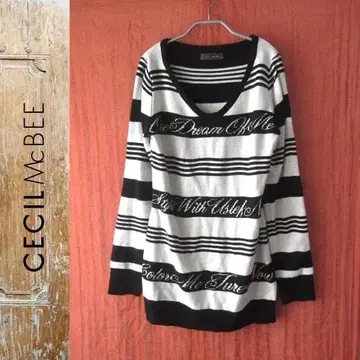 CECIL McBEE 세실 맥비 보더 니트 롱 스웨터 M