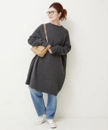 Spick and Span 롱 슬리브 와이드 튜닉 기장 풀오버