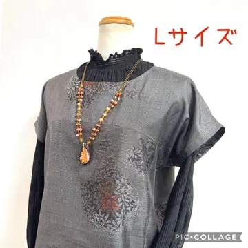 기모노 리메이크 No.3148 L 사이즈 오시마 명주 프렌치 슬리브 튜닉