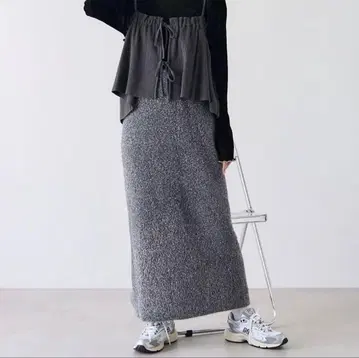 FREAK'S STORE 라메 페더 스커트/니트 스커트