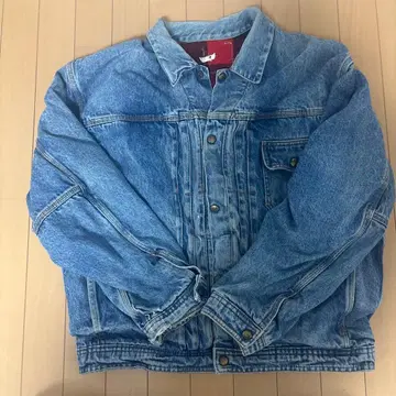 데님 자켓 빨검 체크 안감