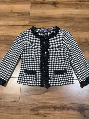 M's Gracy 체크 무늬 프릴 가디건 38