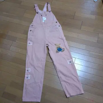 핑크하우스 오버롤 곰 자수 오버롤