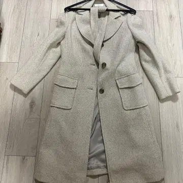 베이지 울 혼방 롱 코트