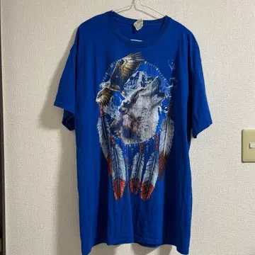 90s 구제 의류 FRUIT OF THE LOOM XL 파란색 T셔츠