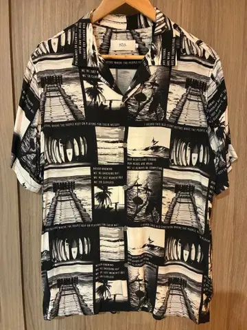 AZUL by MOUSSY 반팔 셔츠 블랙 화이트 프린트