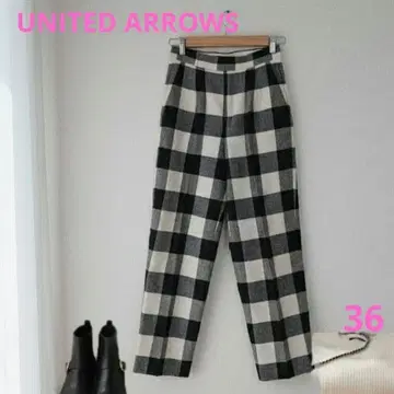 유나이티드 애로우즈 체크 무늬 팬츠 깔끔한 캐주얼