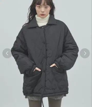 paravion 파라비온 충전솜 오버 퀼팅 코트 블랙