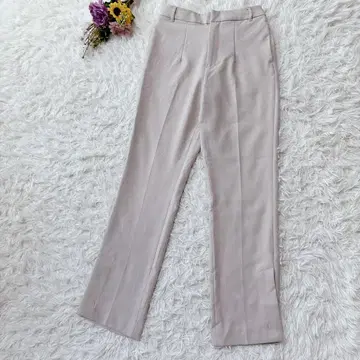 [ 로리즈팜 ] 스트레이트 팬츠 센터 프레스 허리밴딩 슬릿