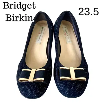 새상품급 브리지트 버킨 리본 라운드토 펌프스 블랙 23.5cm 라메