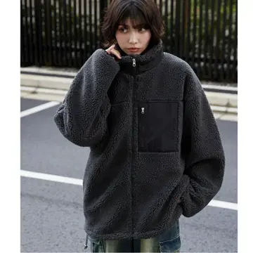 미사용 새상품 다크 그레이 보아 플리스 자켓 오버 사이즈