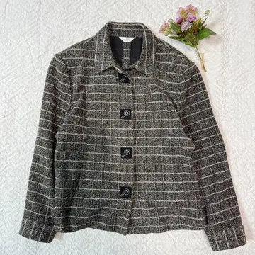 moreiberis 체크 트위드풍 블랙 자켓 11호 버튼