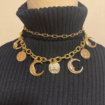 골드 달과 코인 목걸이
