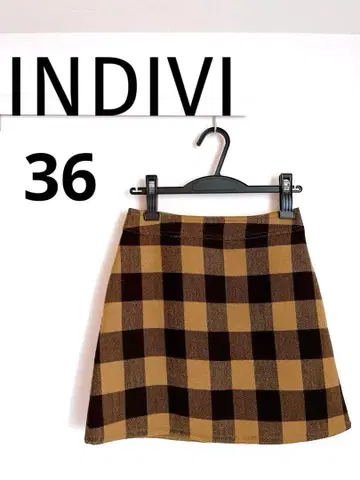 [ 새상품급 ] INDIVI 인디비 체크 무늬 미니 스커트 리버서블