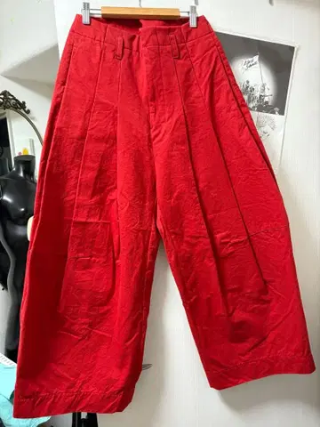 신야 코즈카 앤티크 배기 빨간색 S 100% 코튼