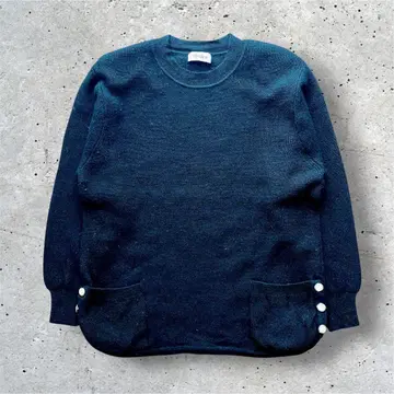 빈티지 버튼 포켓 니트 풀오버 블랙