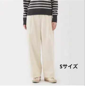 무인양품 여성 가로 세로 스트레치 기모 턱 와이드 팬츠 여성 S 아이보리