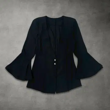 펄 버튼 자켓 블라우스 플레어 소매 깔끔한 긴팔 블랙 FREE