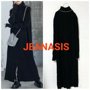 JEANASIS 터틀넥 멜로 니트 원피스 완판템 블랙