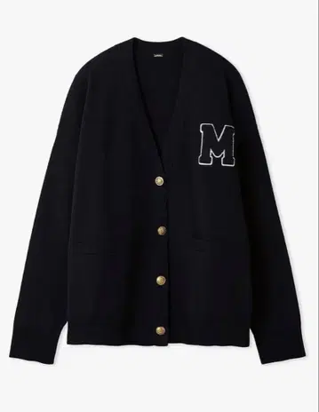 Mila Owen 아플리케 디자인 금장 버튼 V넥 니트 가디건