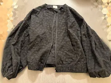 merry jenny 꽃 자카드 노카라 블루종