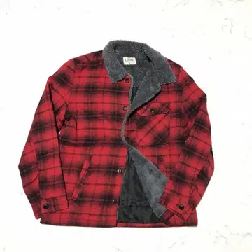 빨간색 체크 구제 의류 보아 셔츠 자켓 맥 자켓 Y2K