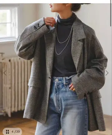 노블 오버 사이즈 체크 자켓