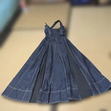 casa fline 프론트 후크 데님 롱 원피스