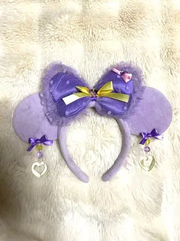 미니 머리띠 보라색 프릴