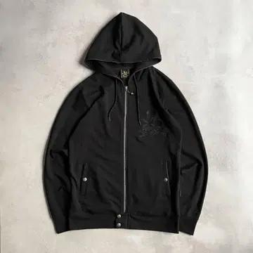 Roen 지퍼 후드티 레오파드 스컬 Y2K 블랙 L 로엔