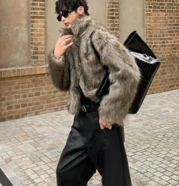 숏 기장 퍼 자켓 아우터 루즈 두꺼운 원단 모드 스타일