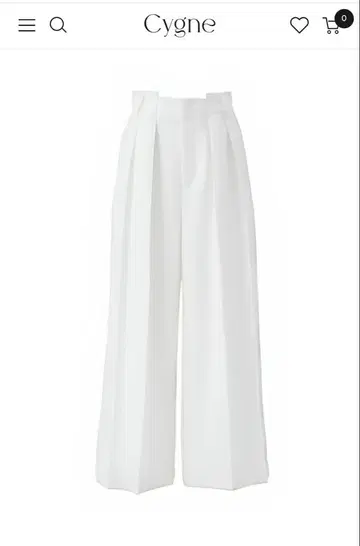 택 포함 미사용 새상품 Cygne 하이웨스트 턱 와이드 팬츠