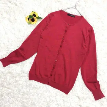 IDANA 이다나 울 100% 가디건 긴팔 비비드 컬러 빨간색 M