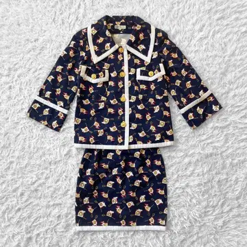 MUSEE D UJI 스커트 셋업 S 기하학 패턴 올 패턴 골드 버튼