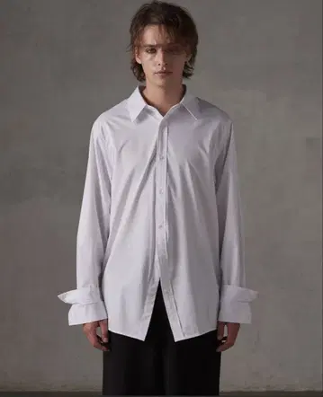 [ GRANCY ] 긴팔 셔츠 더블 커프스 셔츠 화이트 L 사이즈