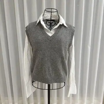 ZARA 그레이 V넥 니트 베스트 S