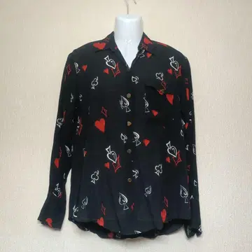 레어 ZARA 컬렉션 카드놀이 패턴 셔츠 레이온 TWICE