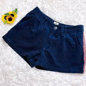티티카카 코듀로이 숏팬츠 면 100% 사이드 자수 네이비 M 개성있는
