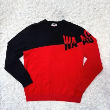 WAAC 니트 스웨터 빨간색 바이컬러 골프웨어 캐시미어 스웨터
