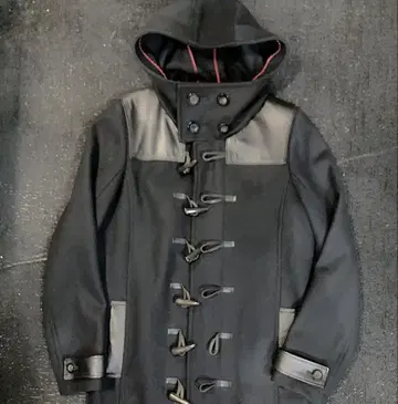 노아이디 가죽 울 더플 코트 블랙 S 지퍼 노아이디 소가죽 천연 가죽