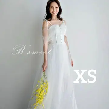 [ 한 번만 사용 ] 화이트 웨딩 드레스 촬영용 XS 튤 귀여운