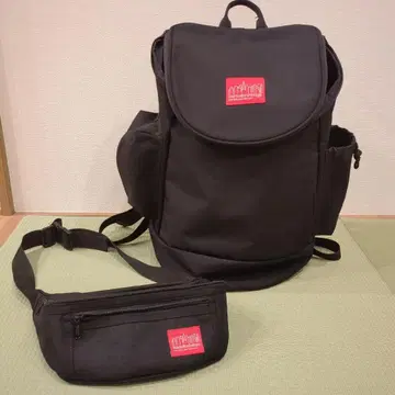 맨하탄 포티지 블랙 백팩 웨스트 파우치 세트