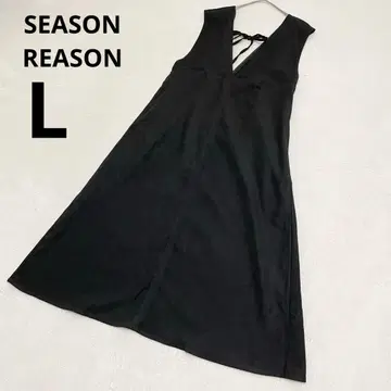 시즌 리 리본 롱 기장 오버롤 스커트 무지 블랙 L