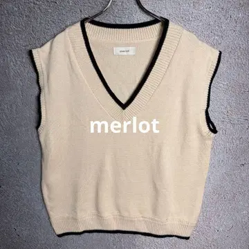 merlot 성숙/러블리 V넥 니트 베스트 블랙 라인 베스트 루즈핏