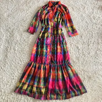 데시구알 미디 셔츠 원피스 타탄 체크 멀티 컬러 원피스