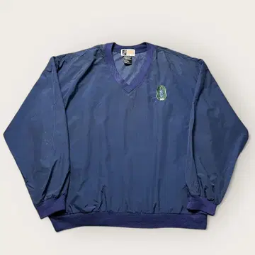 90s 얀센 나일론 풀오버 골프 자수 원 포인트 네이비