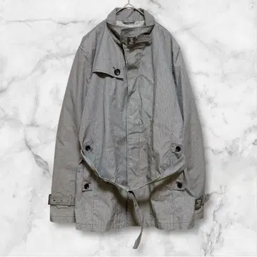 심플 뷰티 베이직 스텐카라 코트 하운드투스 패턴 벨트 L