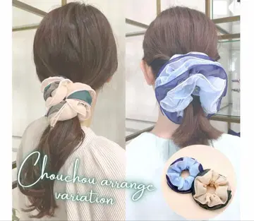 컴플렉스 비즈 헤어 스크런치 풀 블룸 플라워 스카이블루