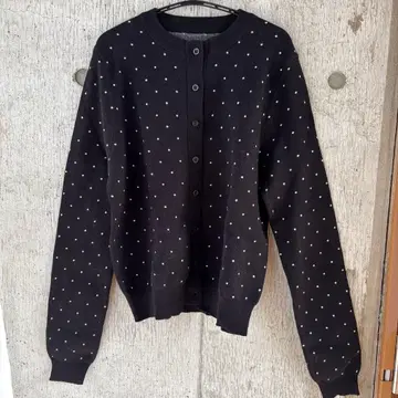 basement online 크루넥 가디건 도트 무늬 블랙