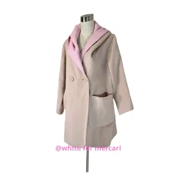 미사용 새상품 파스텔 핑크 x 라이트 베이지 리버서블 더블 페이스 코트